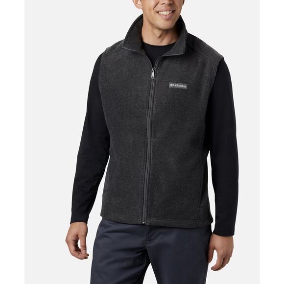 Columbia Vest Jacket Dark Gray Fleece Outdoors Hiking Lightweight Men’s L NEW - Picture 1 of 9